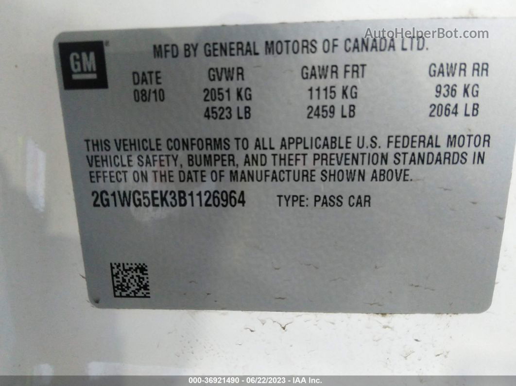 2011 Chevrolet Impala Lt Fleet Unknown vin: 2G1WG5EK3B1126964