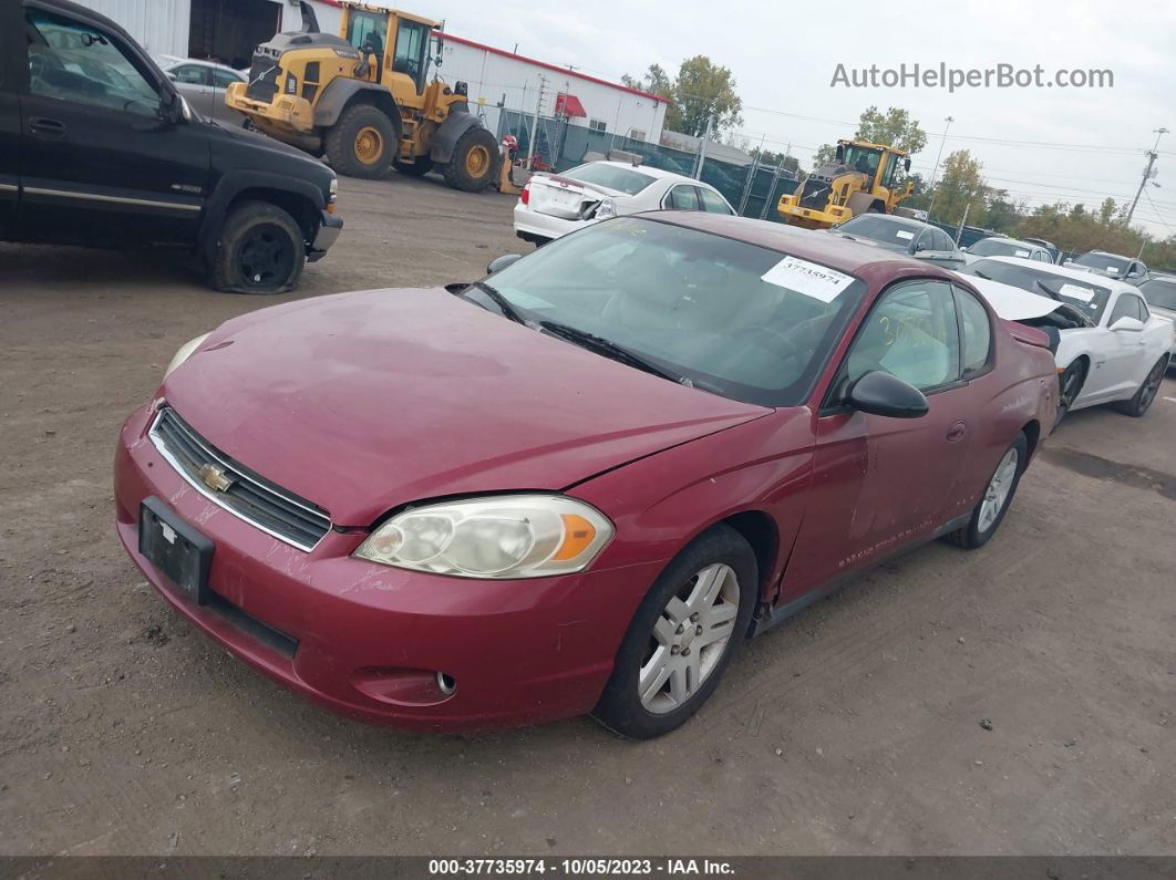 2006 Chevrolet Monte Carlo Lt 3.9l Maroon vin: 2G1WK151669233111