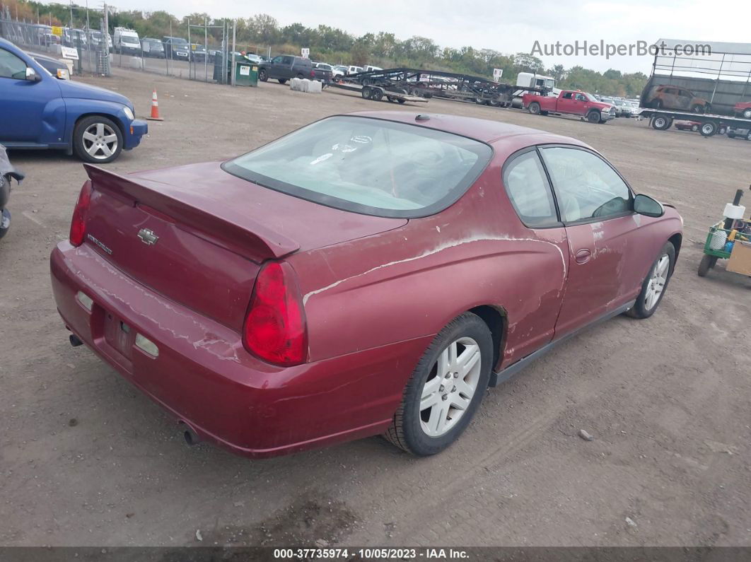 2006 Chevrolet Monte Carlo Lt 3.9l Maroon vin: 2G1WK151669233111