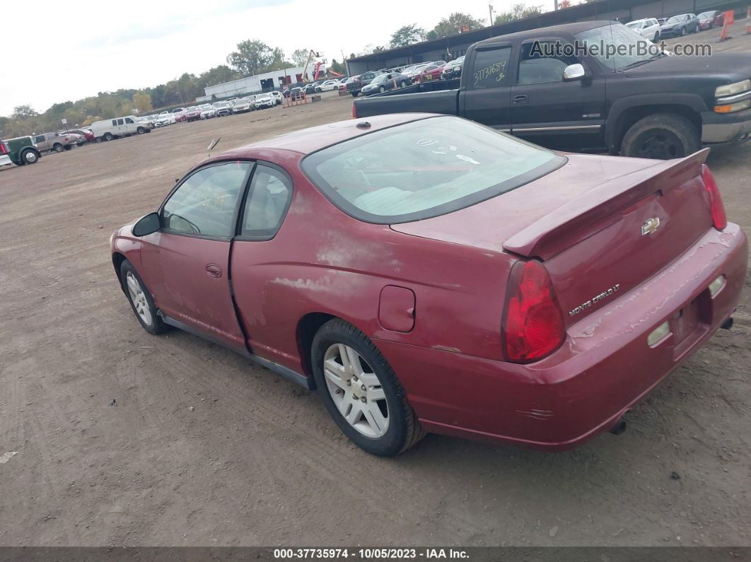 2006 Chevrolet Monte Carlo Lt 3.9l Maroon vin: 2G1WK151669233111