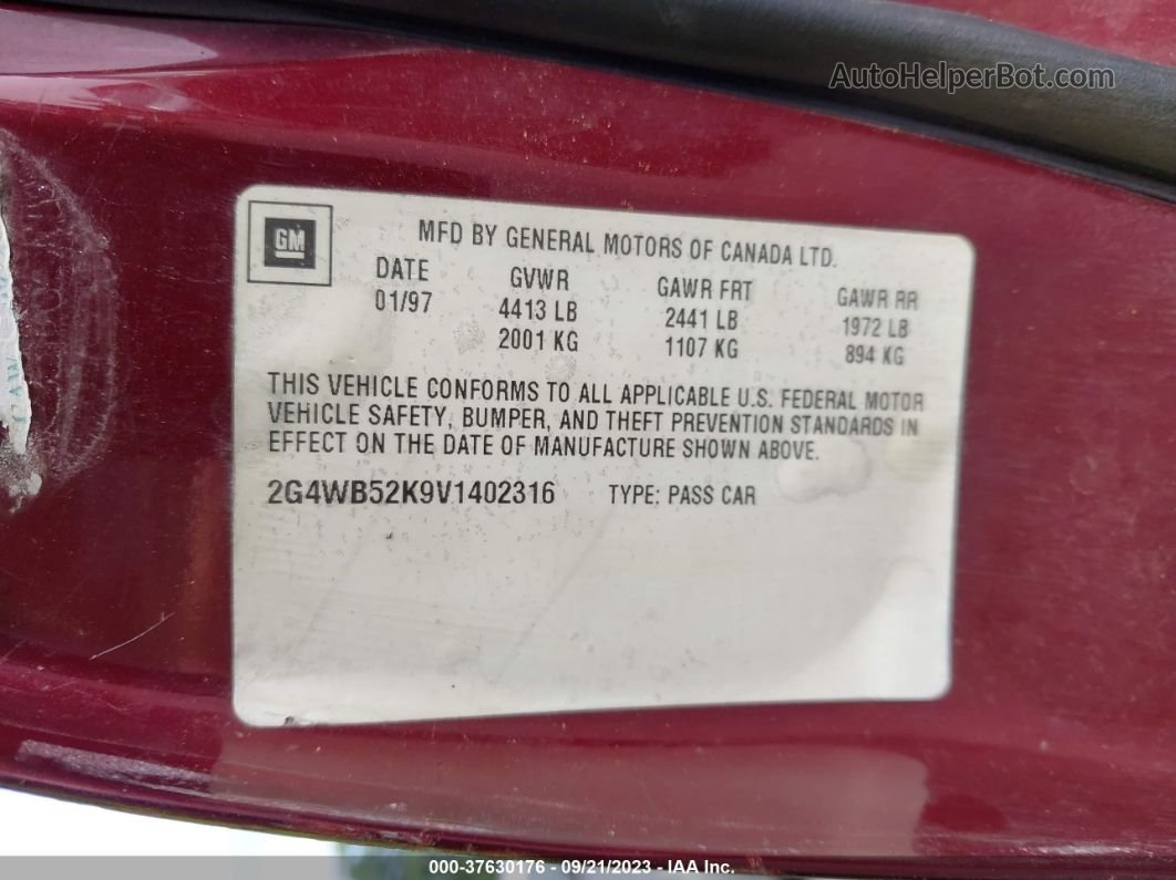 1997 Buick Regal Ls Red vin: 2G4WB52K9V1402316