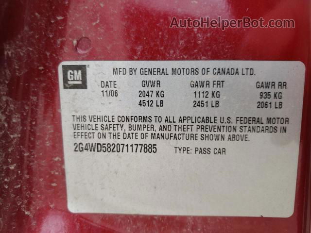 2007 Buick Lacrosse Cxl Maroon vin: 2G4WD582071177885