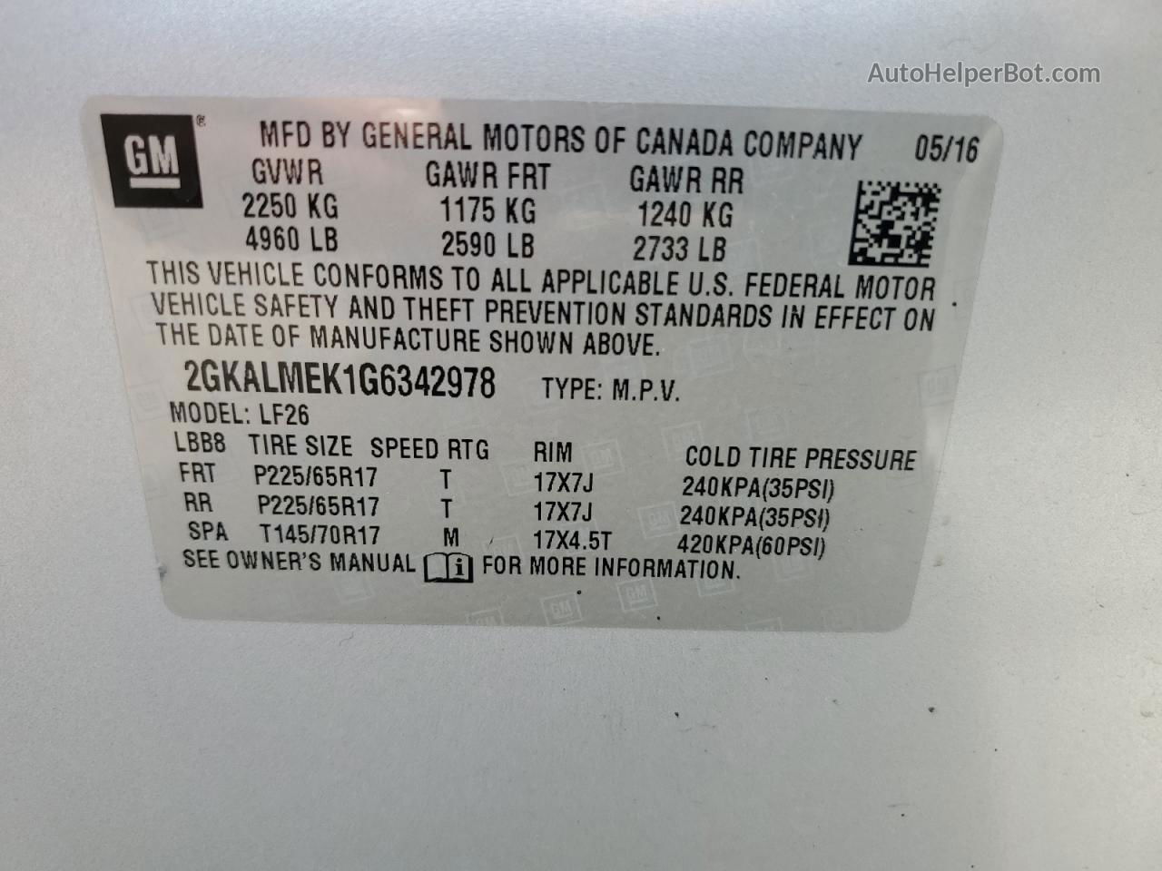 2016 Gmc Terrain Sle Серебряный vin: 2GKALMEK1G6342978