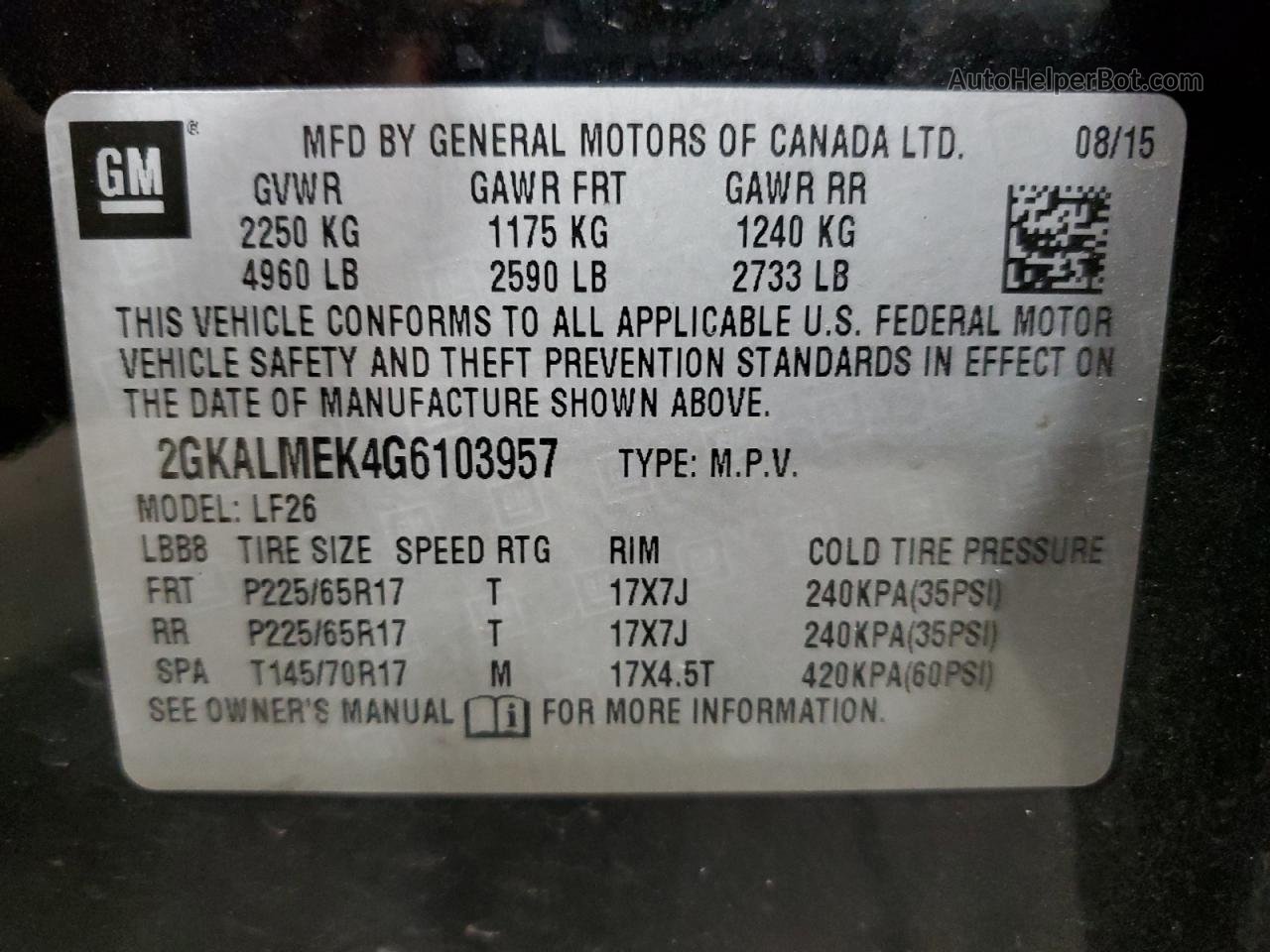 2016 Gmc Terrain Sle Черный vin: 2GKALMEK4G6103957