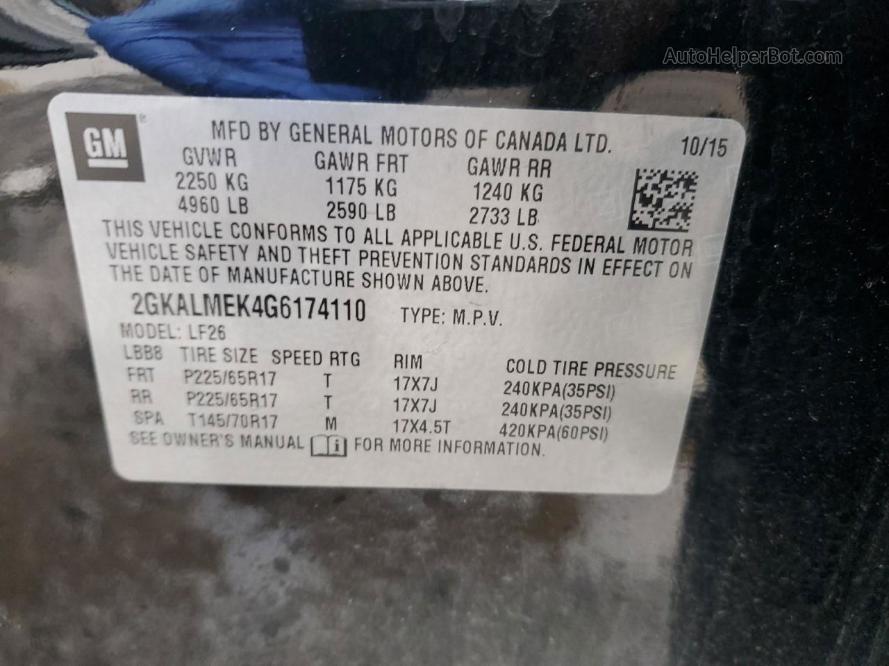 2016 Gmc Terrain Sle Черный vin: 2GKALMEK4G6174110