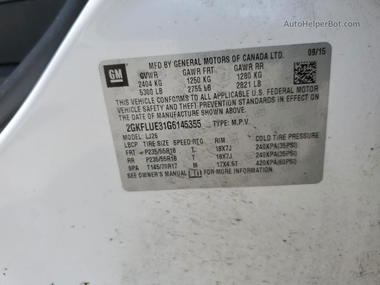 2016 Gmc Terrain Slt White vin: 2GKFLUE31G6145355