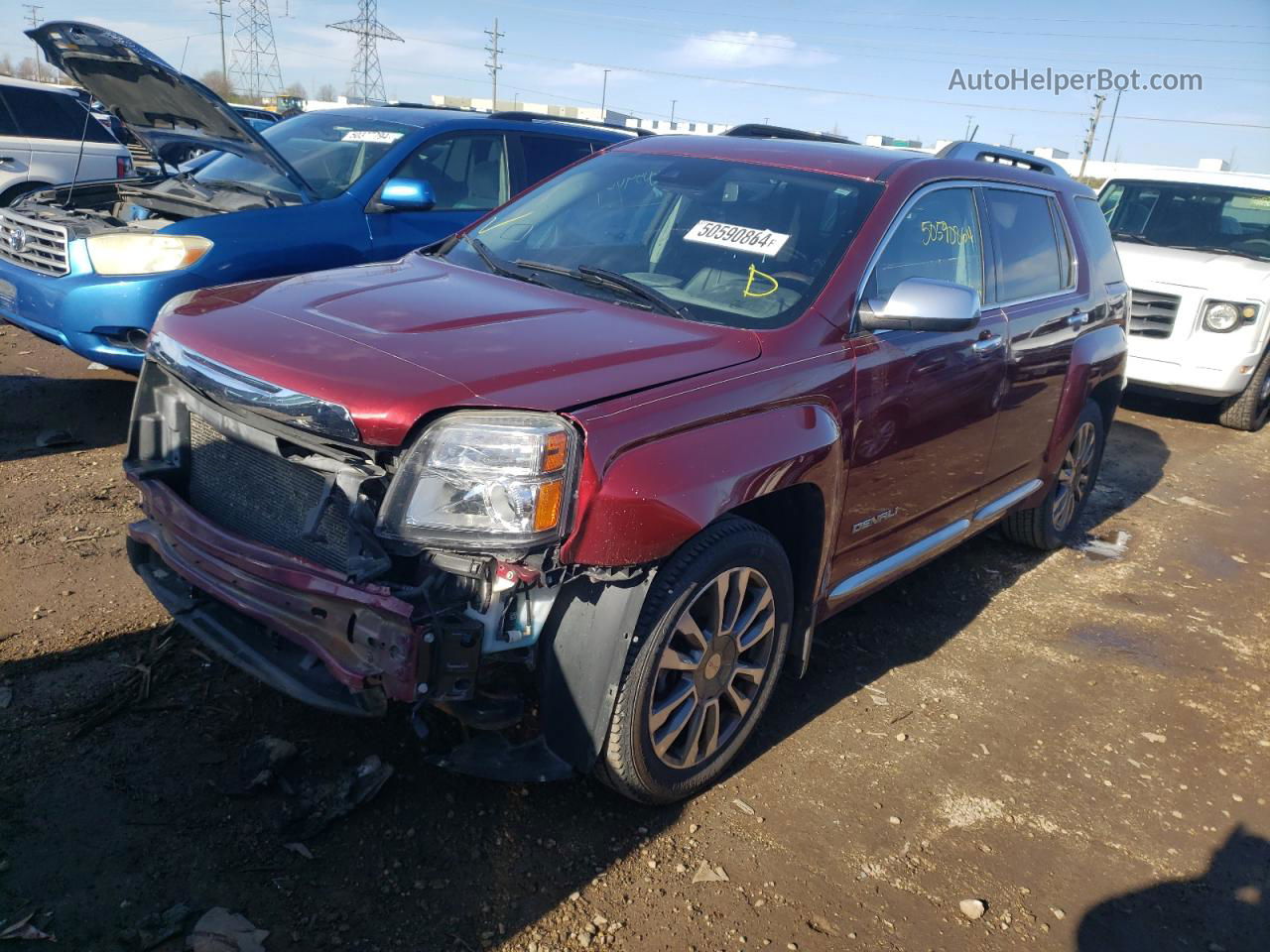 2016 Gmc Terrain Denali Бордовый vin: 2GKFLVE33G6223172