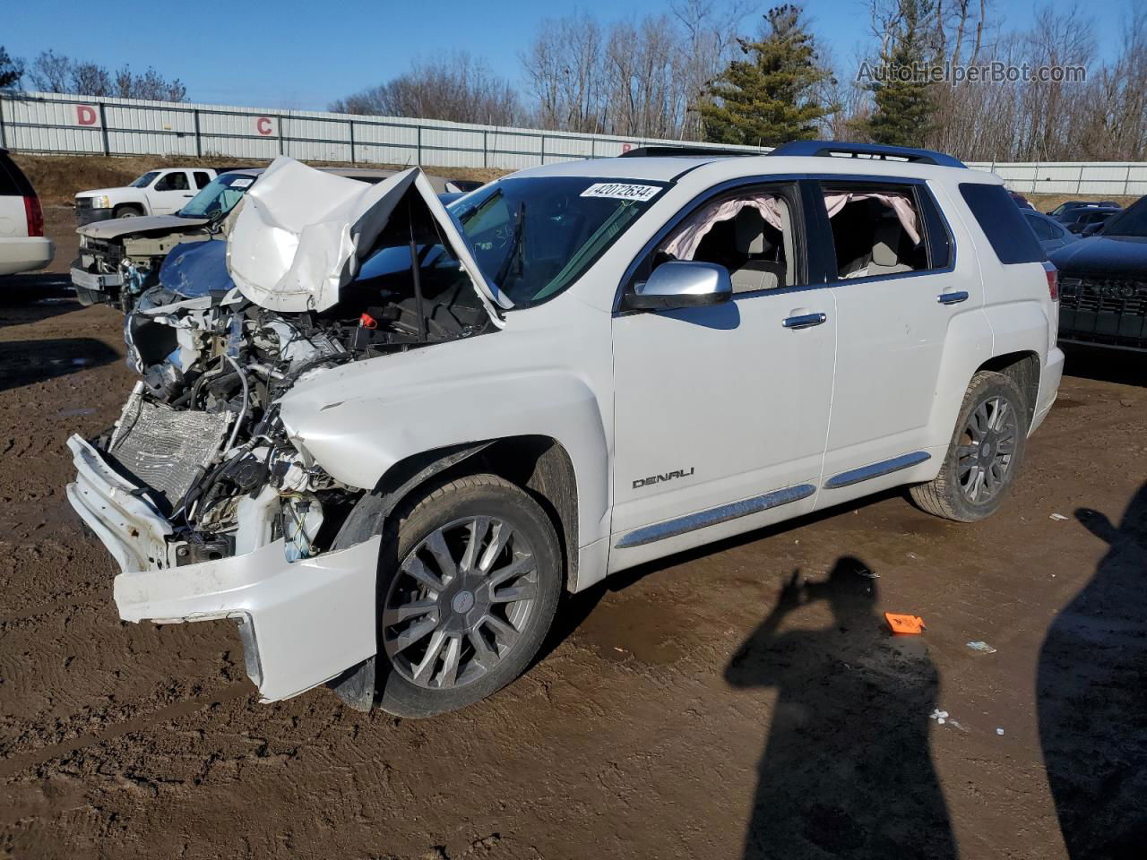 2016 Gmc Terrain Denali White vin: 2GKFLVE38G6117705