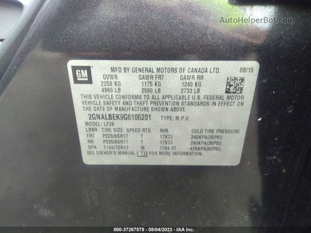 2016 Chevrolet Equinox Ls Black vin: 2GNALBEK9G6106201