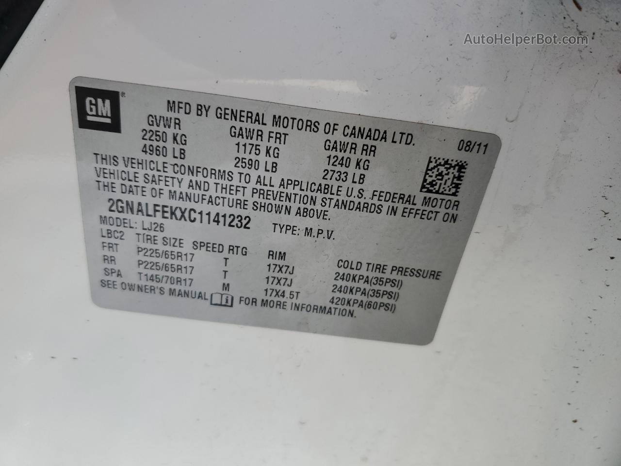 2012 Chevrolet Equinox Ltz White vin: 2GNALFEKXC1141232