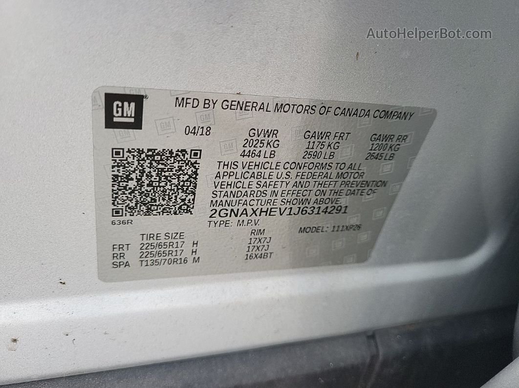 2018 Chevrolet Equinox Ls vin: 2GNAXHEV1J6314291