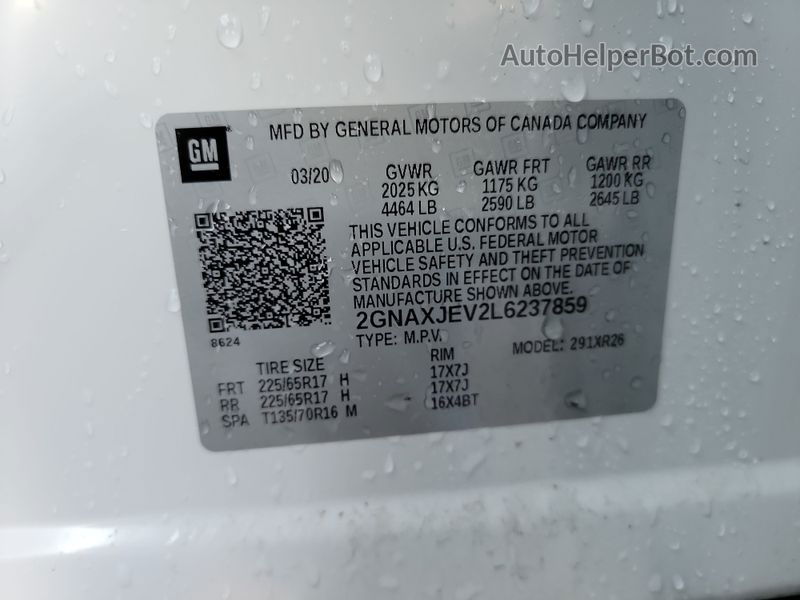 2020 Chevrolet Equinox Fwd 2fl vin: 2GNAXJEV2L6237859