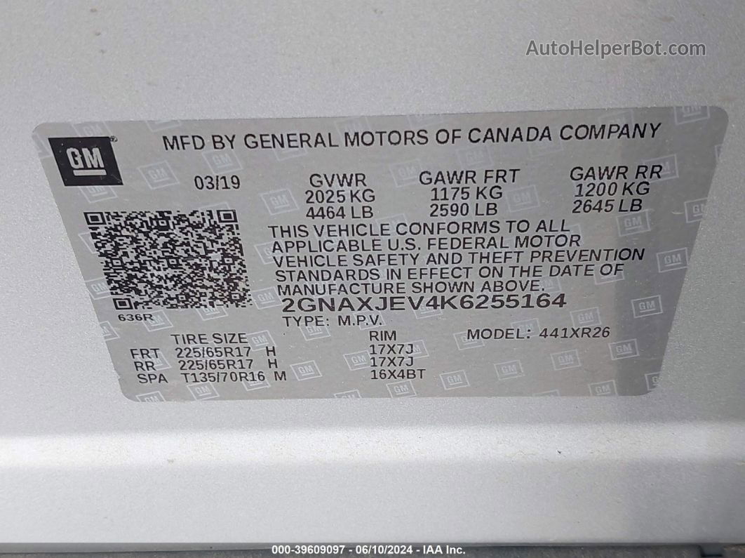 2019 Chevrolet Equinox Lt Silver vin: 2GNAXJEV4K6255164