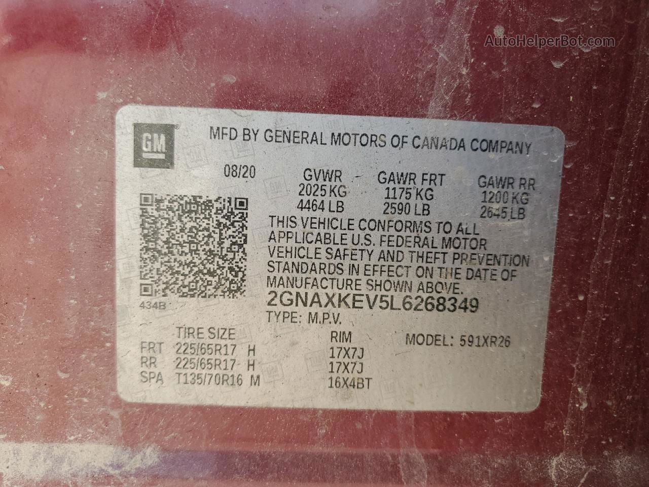 2020 Chevrolet Equinox Lt Red vin: 2GNAXKEV5L6268349