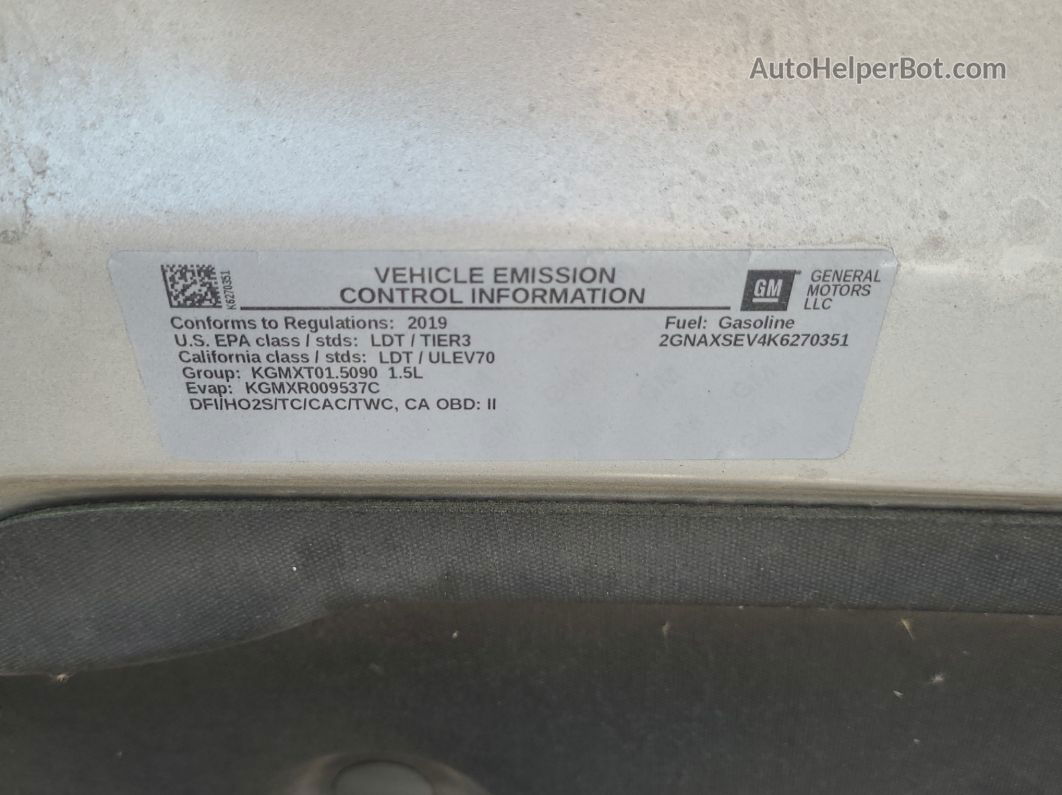 2019 Chevrolet Equinox Ls vin: 2GNAXSEV4K6270351