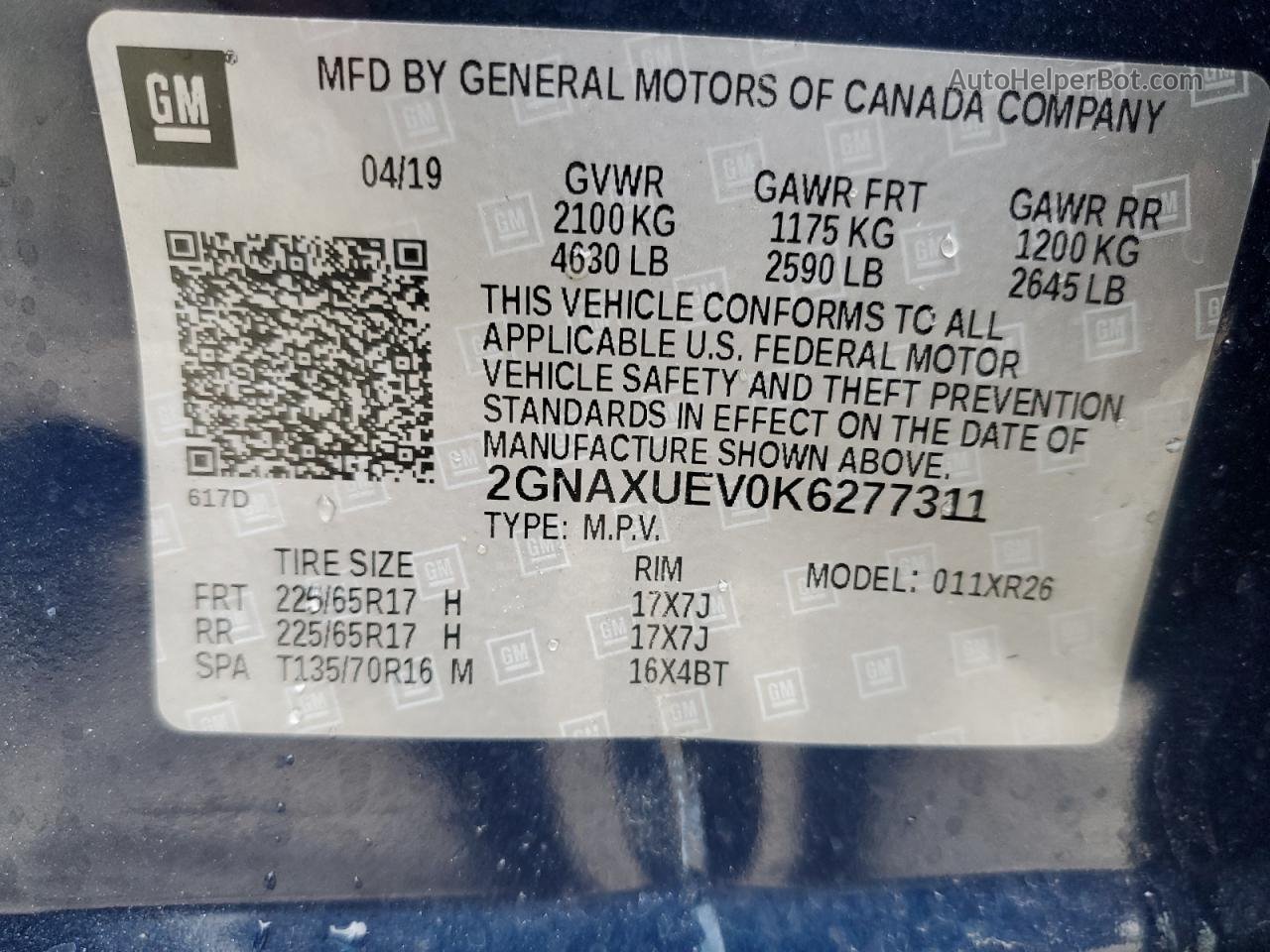 2019 Chevrolet Equinox Lt Синий vin: 2GNAXUEV0K6277311