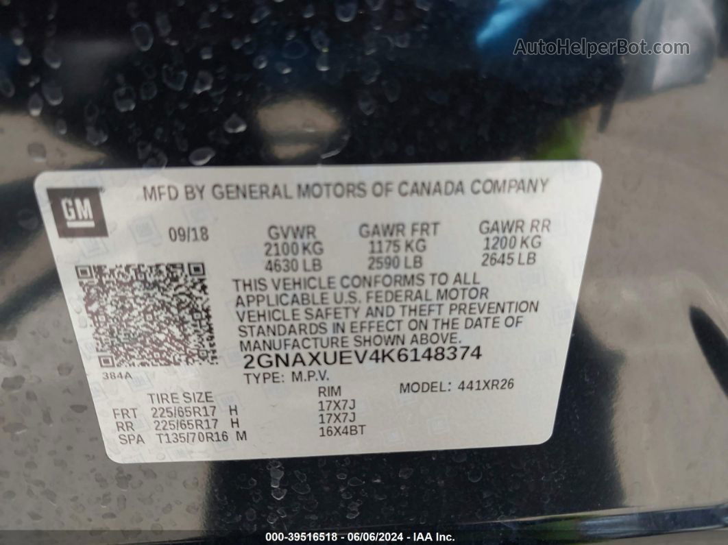 2019 Chevrolet Equinox Lt Black vin: 2GNAXUEV4K6148374