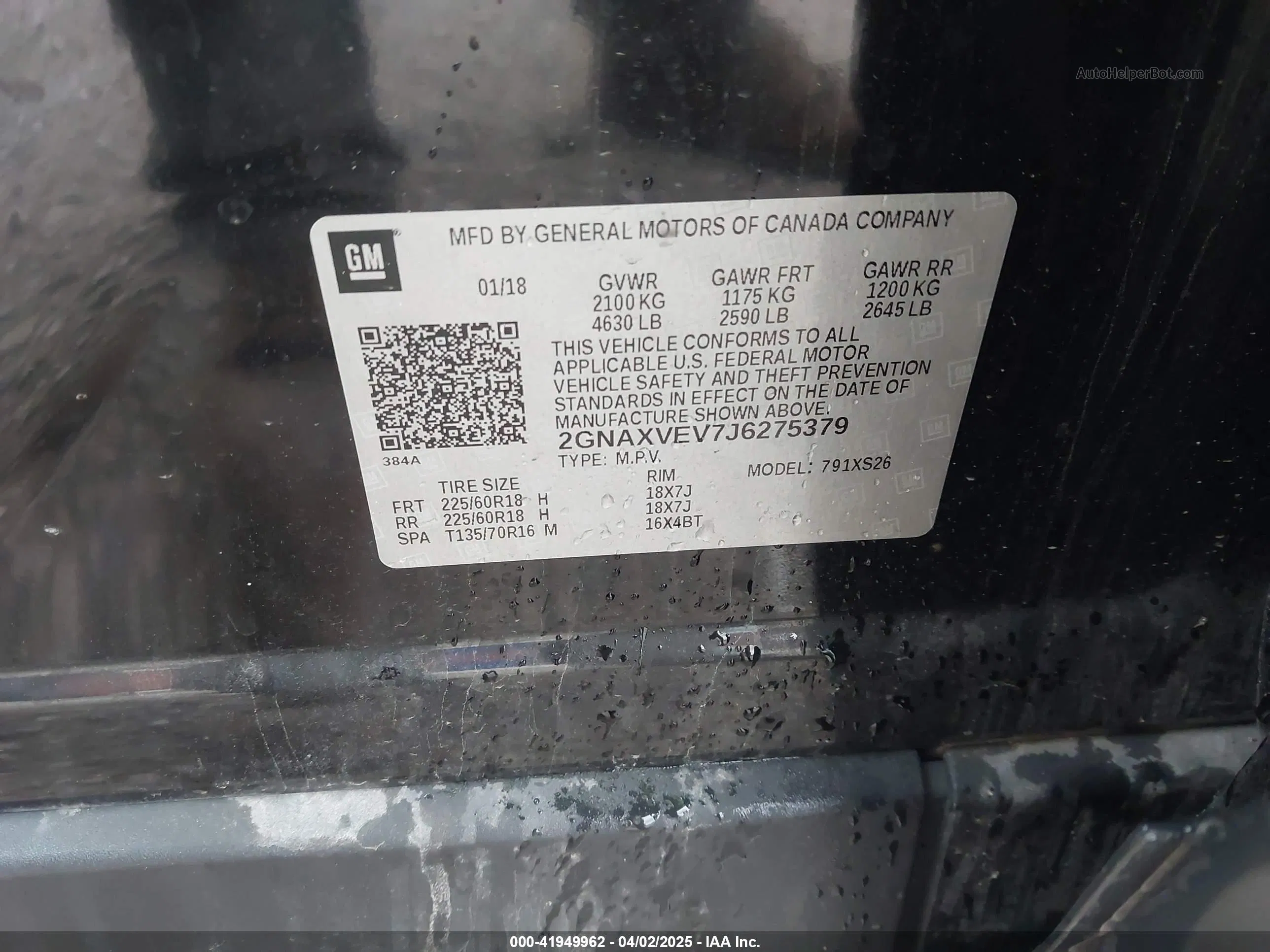 2018 Chevrolet Equinox Premier Black vin: 2GNAXVEV7J6275379