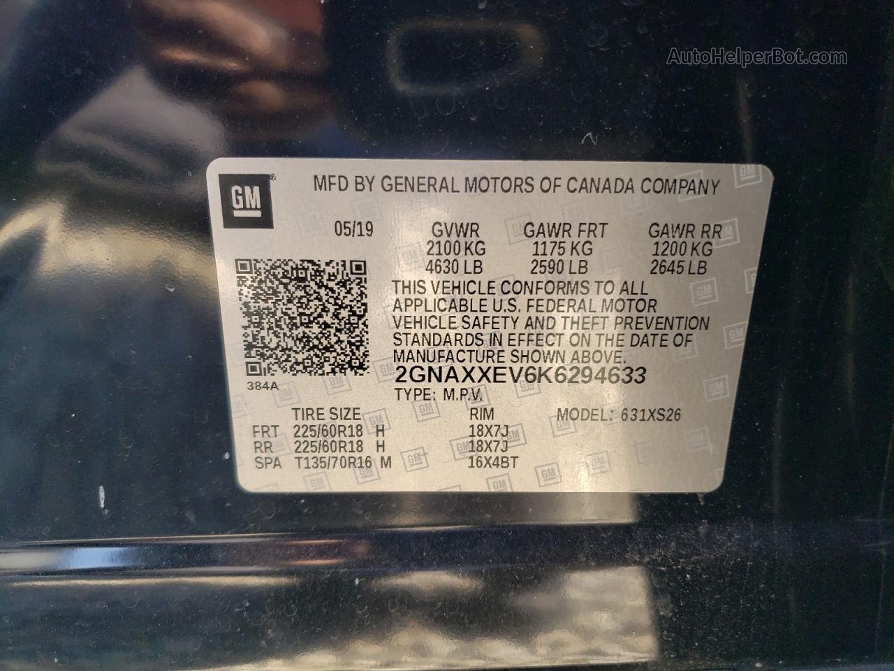2019 Chevrolet Equinox Premier Black vin: 2GNAXXEV6K6294633