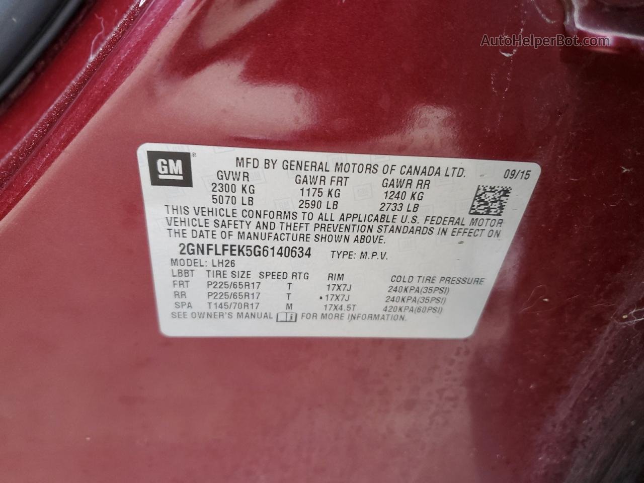 2016 Chevrolet Equinox Lt Red vin: 2GNFLFEK5G6140634