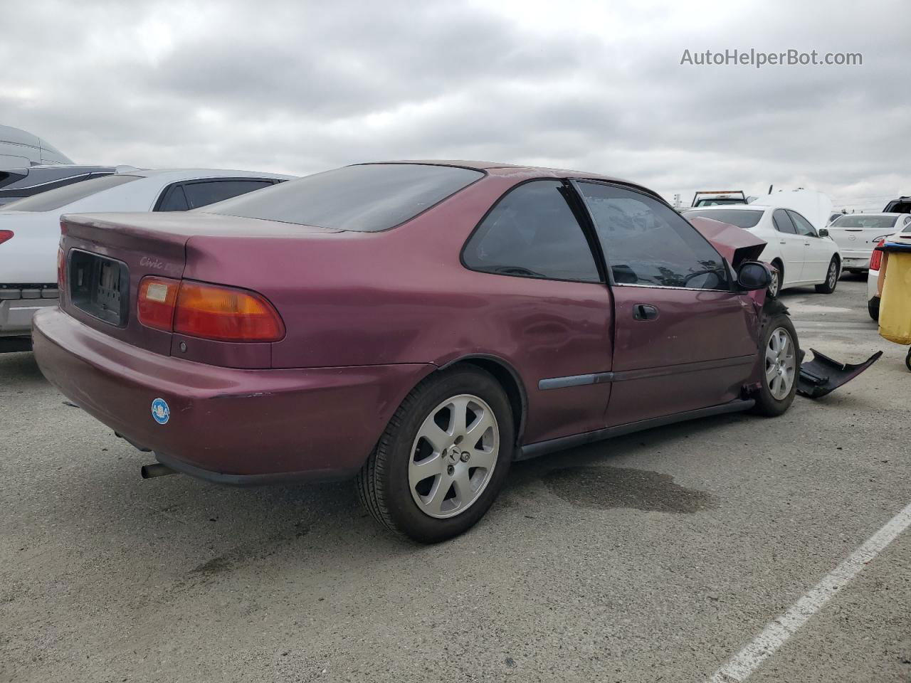 1993 Honda Civic Dx Burgundy vin: 2HGEJ214XPH517376