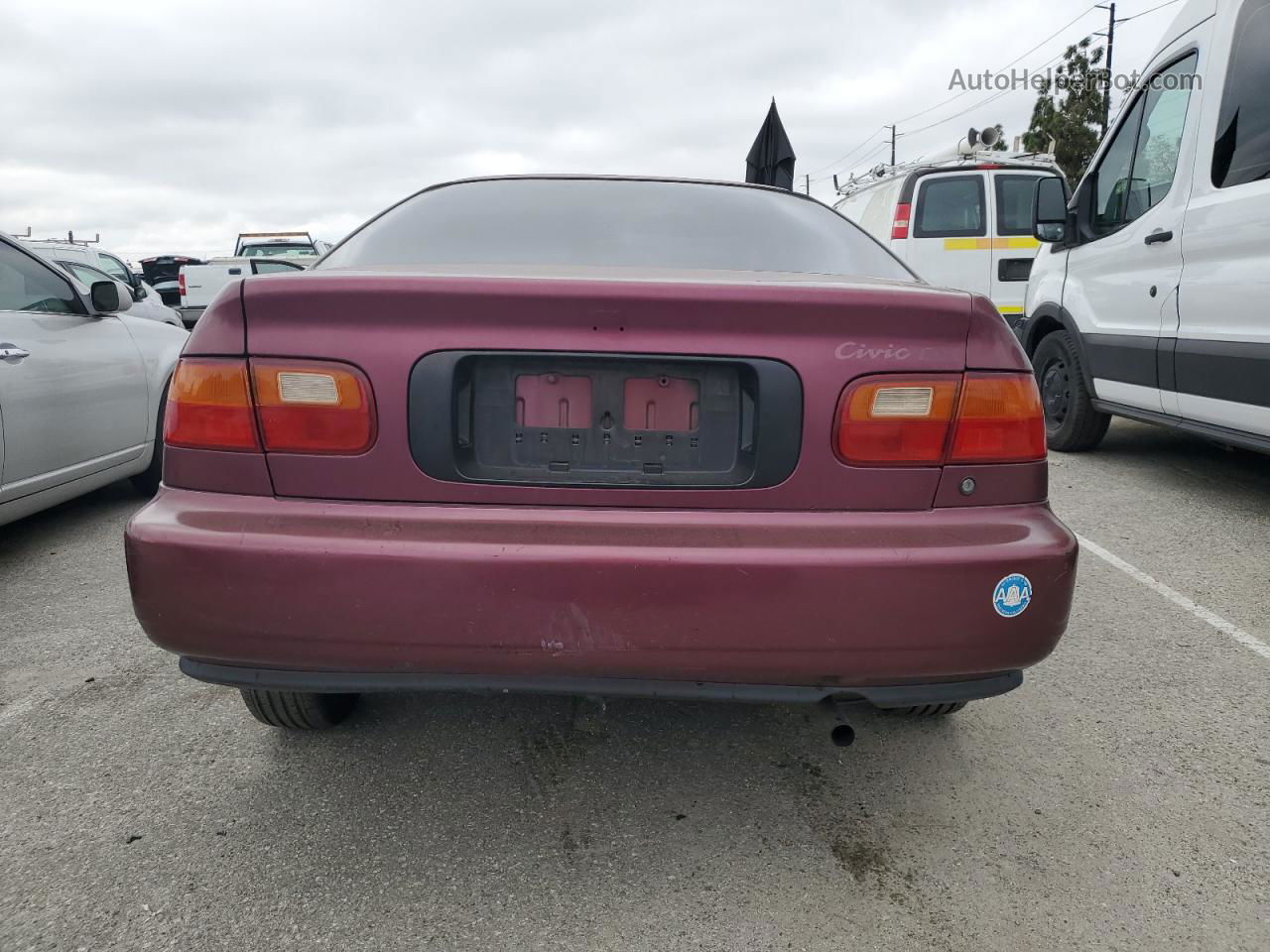 1993 Honda Civic Dx Burgundy vin: 2HGEJ214XPH517376