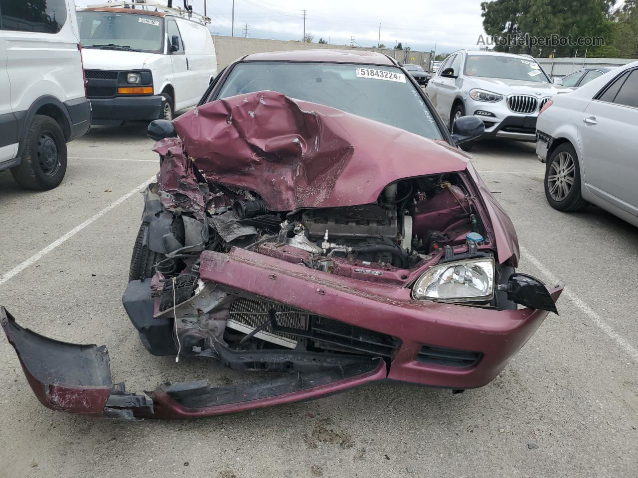 1993 Honda Civic Dx Burgundy vin: 2HGEJ214XPH517376