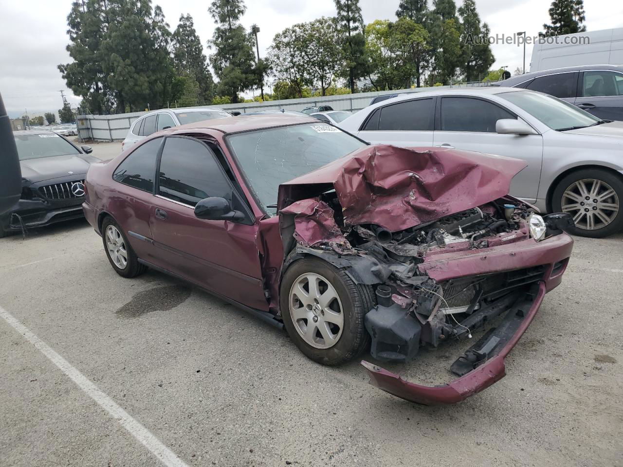 1993 Honda Civic Dx Burgundy vin: 2HGEJ214XPH517376