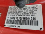 1998 Honda Civic Cx Red vin: 2HGEJ6325WH104296