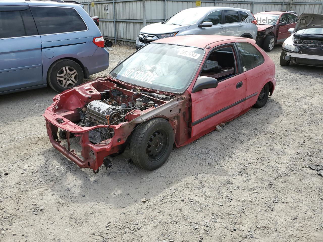 1996 Honda Civic Dx Red vin: 2HGEJ6348TH114219