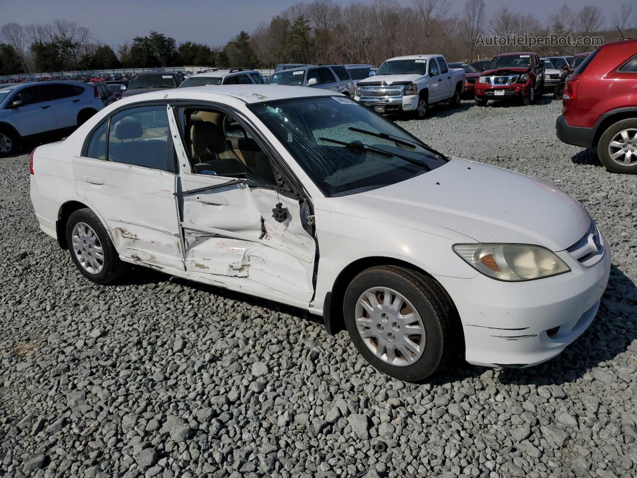 2004 Honda Civic Lx White vin: 2HGES15644H519543