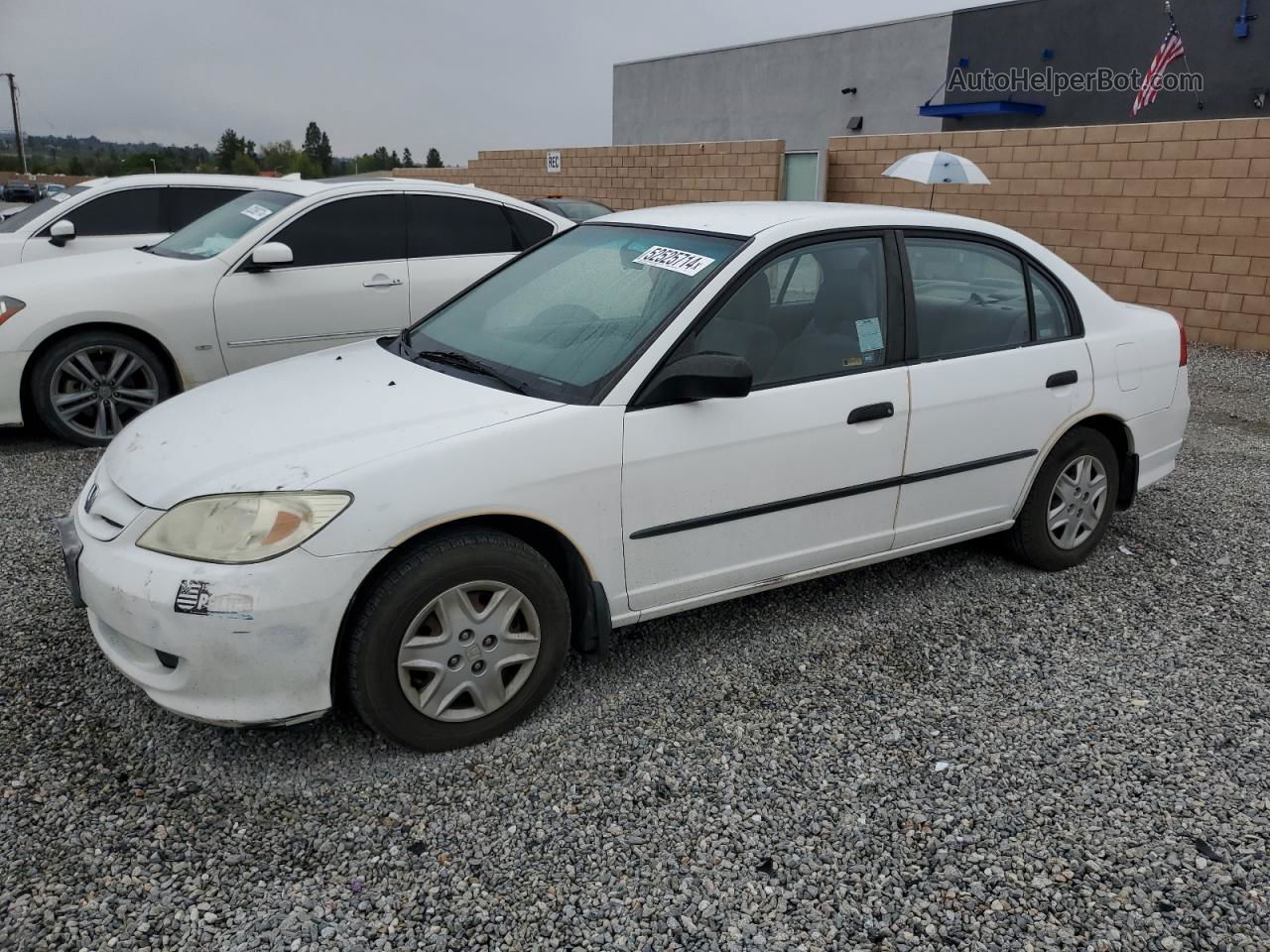 2004 Honda Civic Dx Vp White vin: 2HGES16384H563730