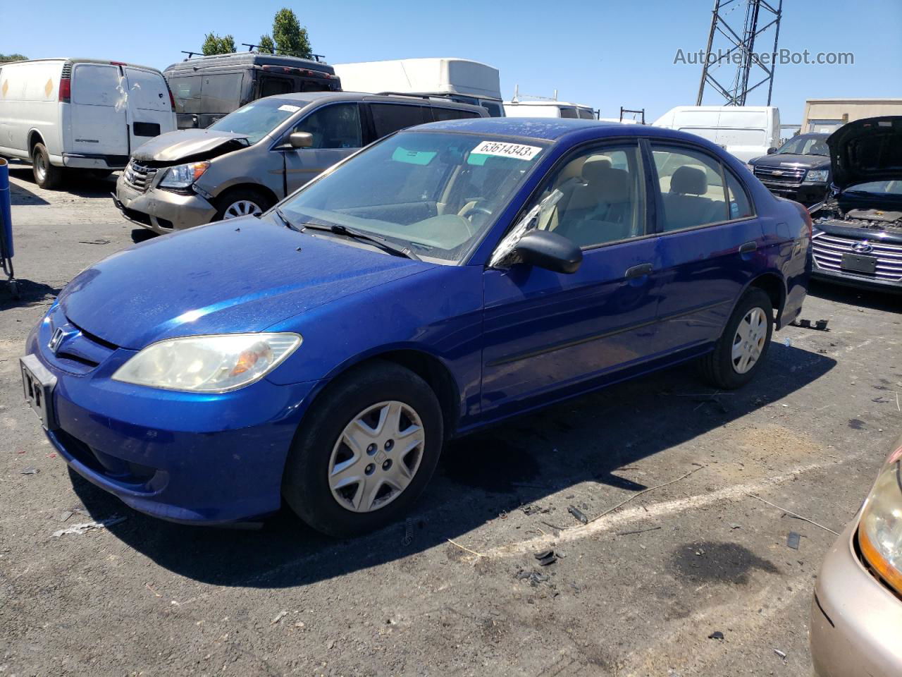 2004 Honda Civic Dx Blue vin: 2HGES16474H578681