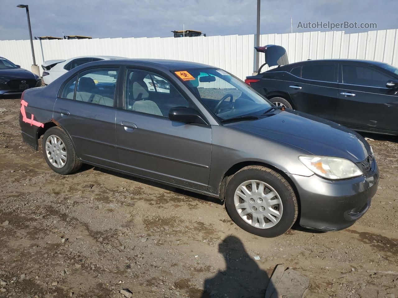 2004 Honda Civic Lx Gray vin: 2HGES16544H640613