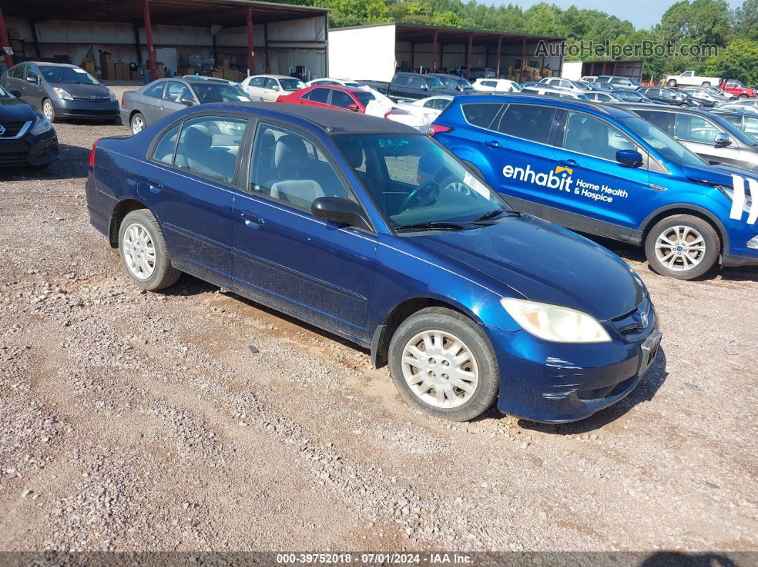 2005 Honda Civic Lx Синий vin: 2HGES16555H534656