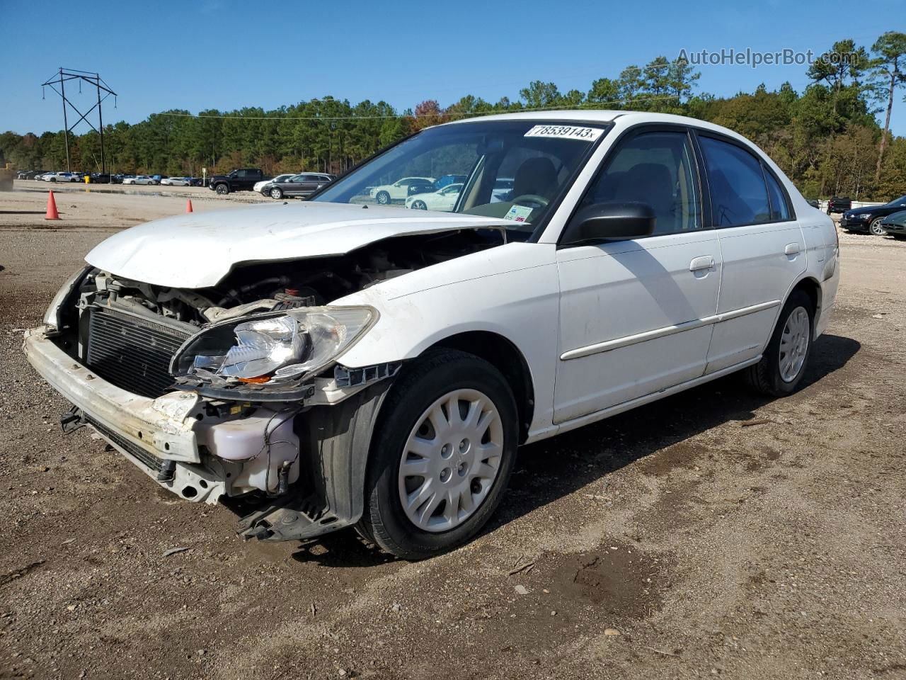 2004 Honda Civic Lx White vin: 2HGES16564H506265