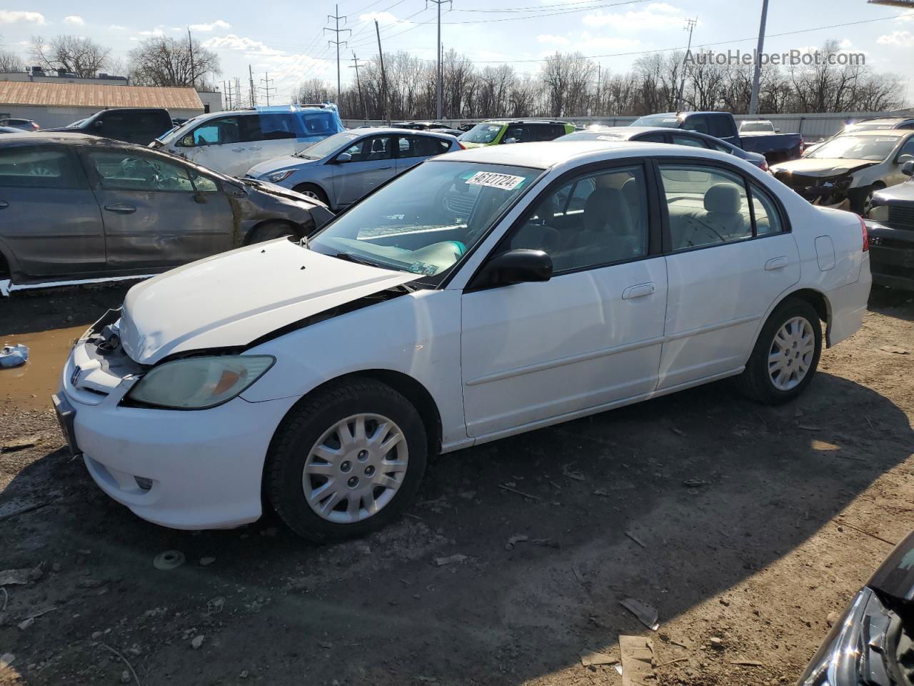 2005 Honda Civic Lx White vin: 2HGES16565H536805