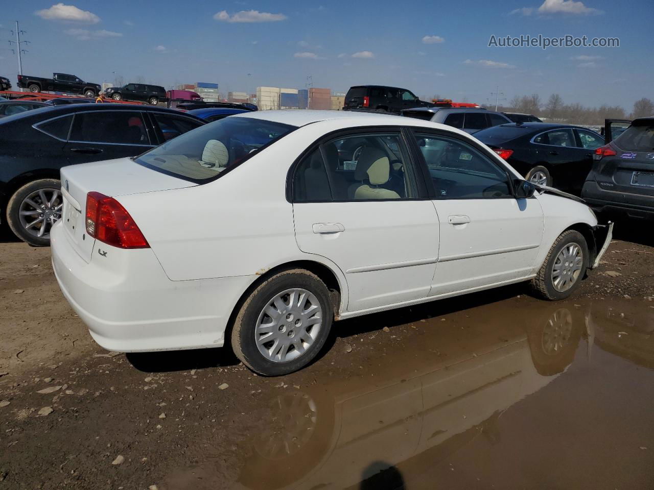 2005 Honda Civic Lx White vin: 2HGES16565H536805