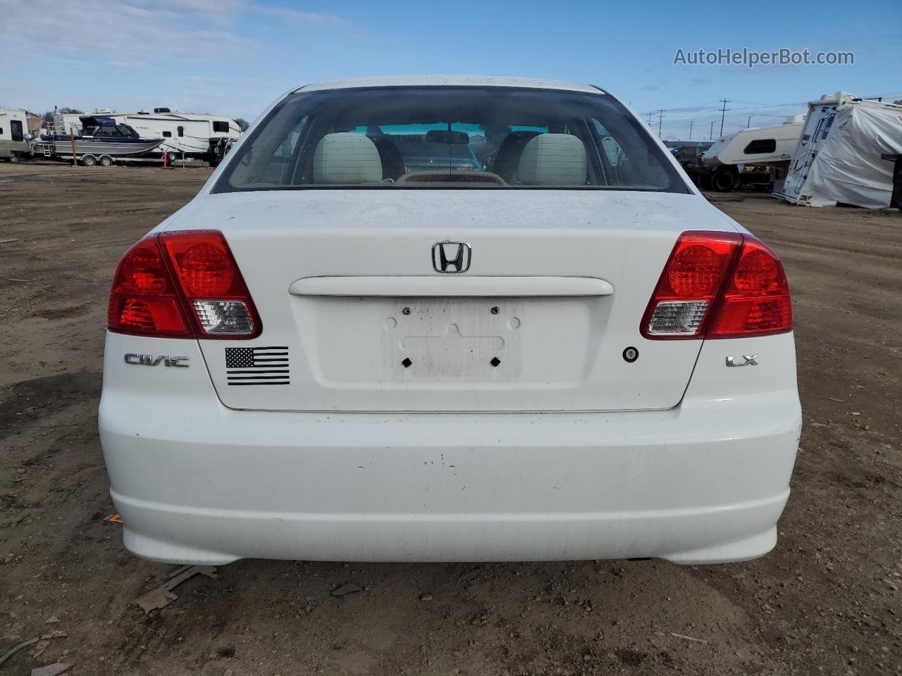 2005 Honda Civic Lx White vin: 2HGES16575H566539