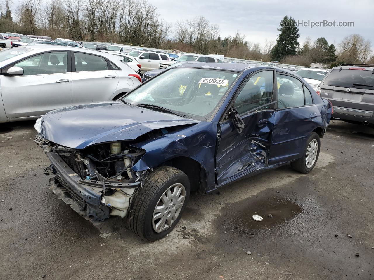 2004 Honda Civic Lx Синий vin: 2HGES165X4H514210