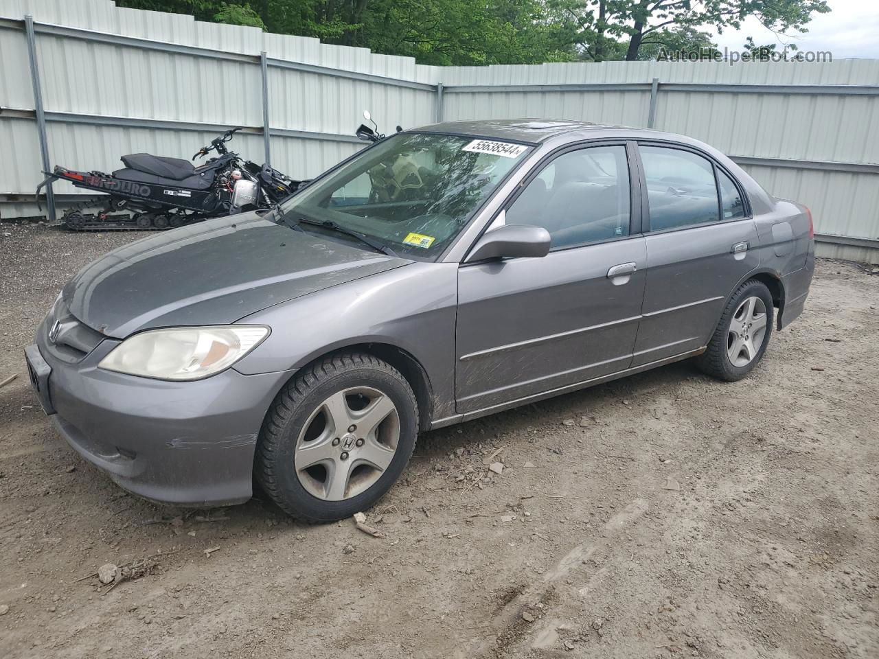 2005 Honda Civic Ex Gray vin: 2HGES25785H507699