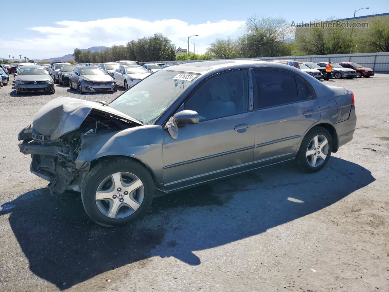 2004 Honda Civic Ex Gray vin: 2HGES26734H618657