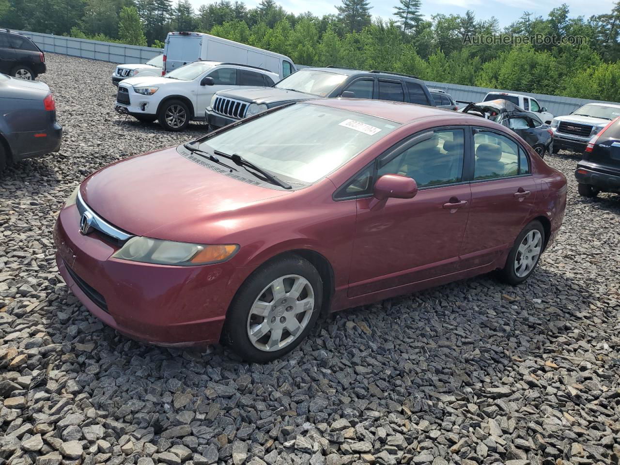 2008 Honda Civic Lx Burgundy vin: 2HGFA15598H531739