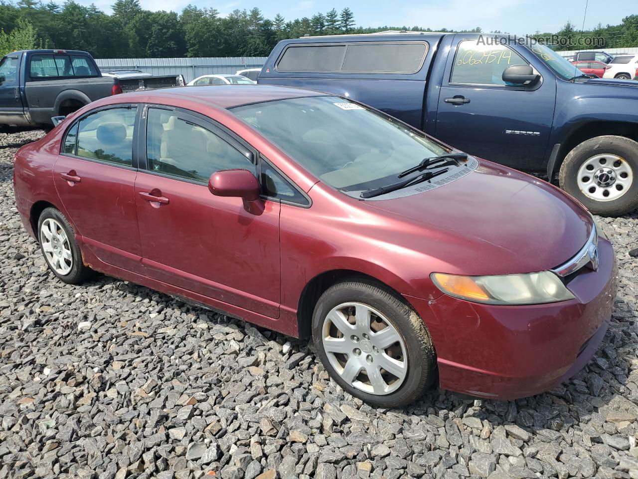 2008 Honda Civic Lx Burgundy vin: 2HGFA15598H531739