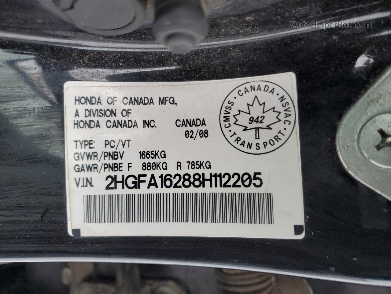2008 Honda Civic Dx Черный vin: 2HGFA16288H112205