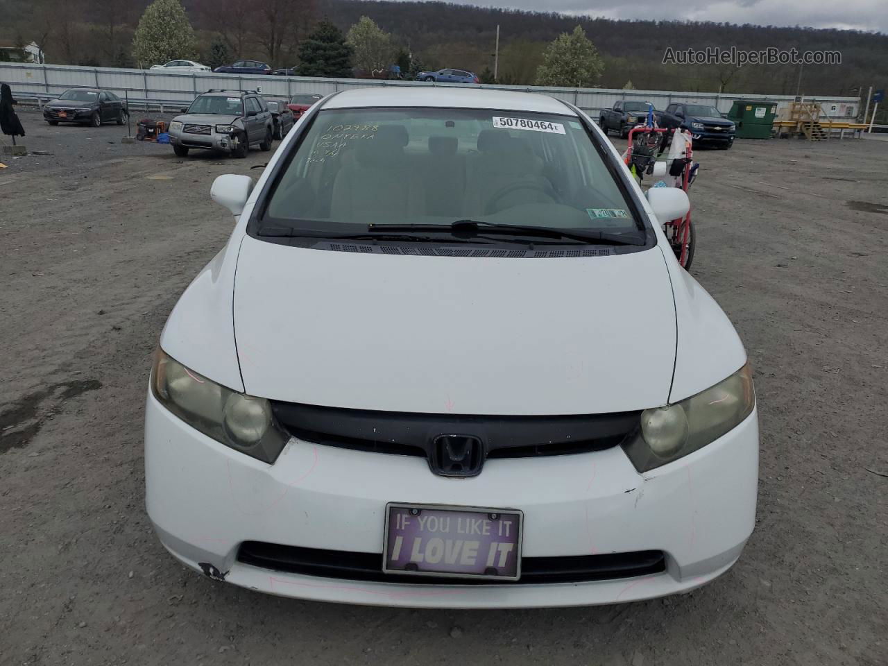 2008 Honda Civic Lx White vin: 2HGFA16578H338049