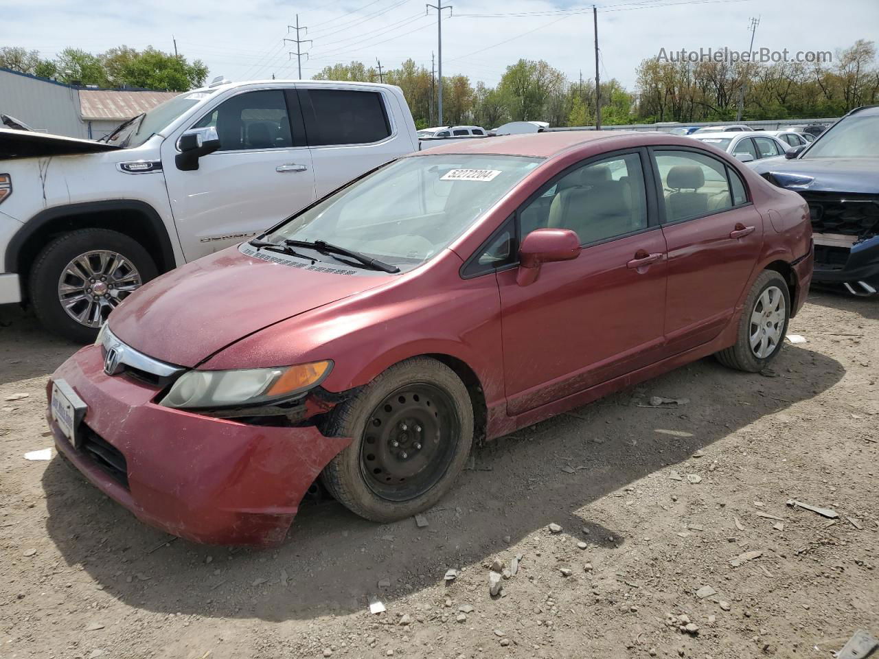 2008 Honda Civic Lx Red vin: 2HGFA16598H529150