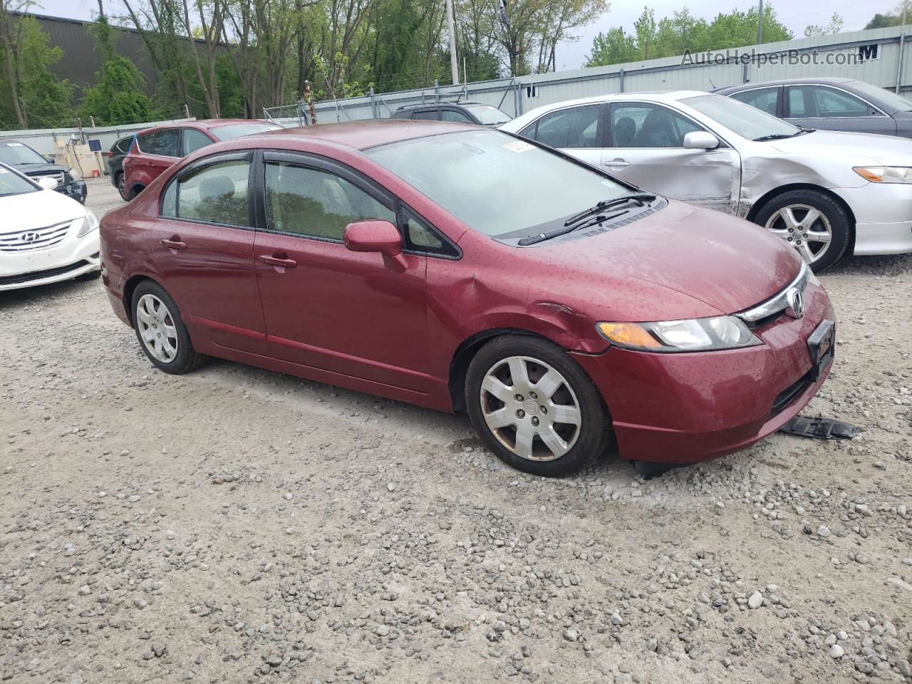 2008 Honda Civic Lx Red vin: 2HGFA165X8H523647