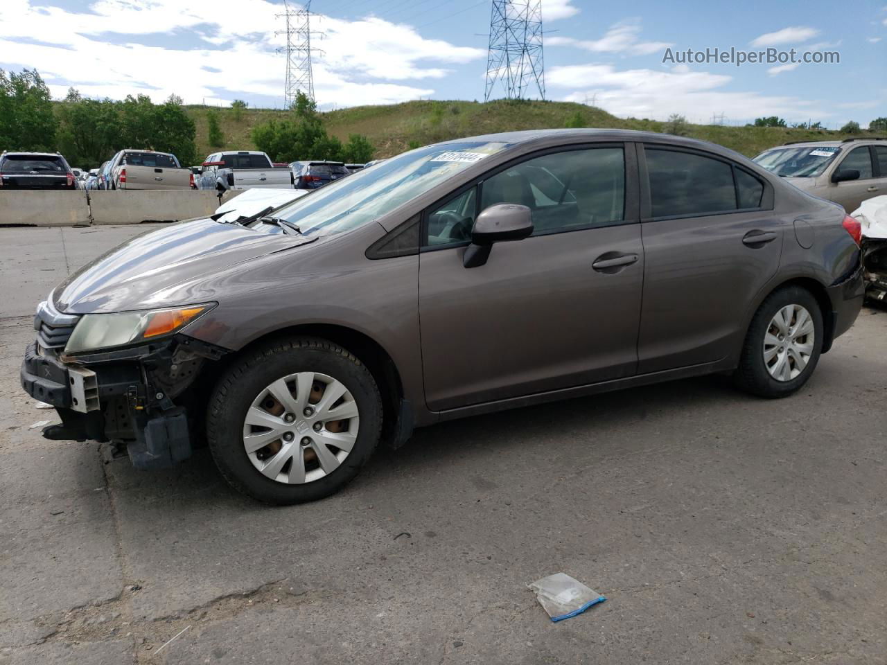 2012 Honda Civic Lx Brown vin: 2HGFB2E52CH576033