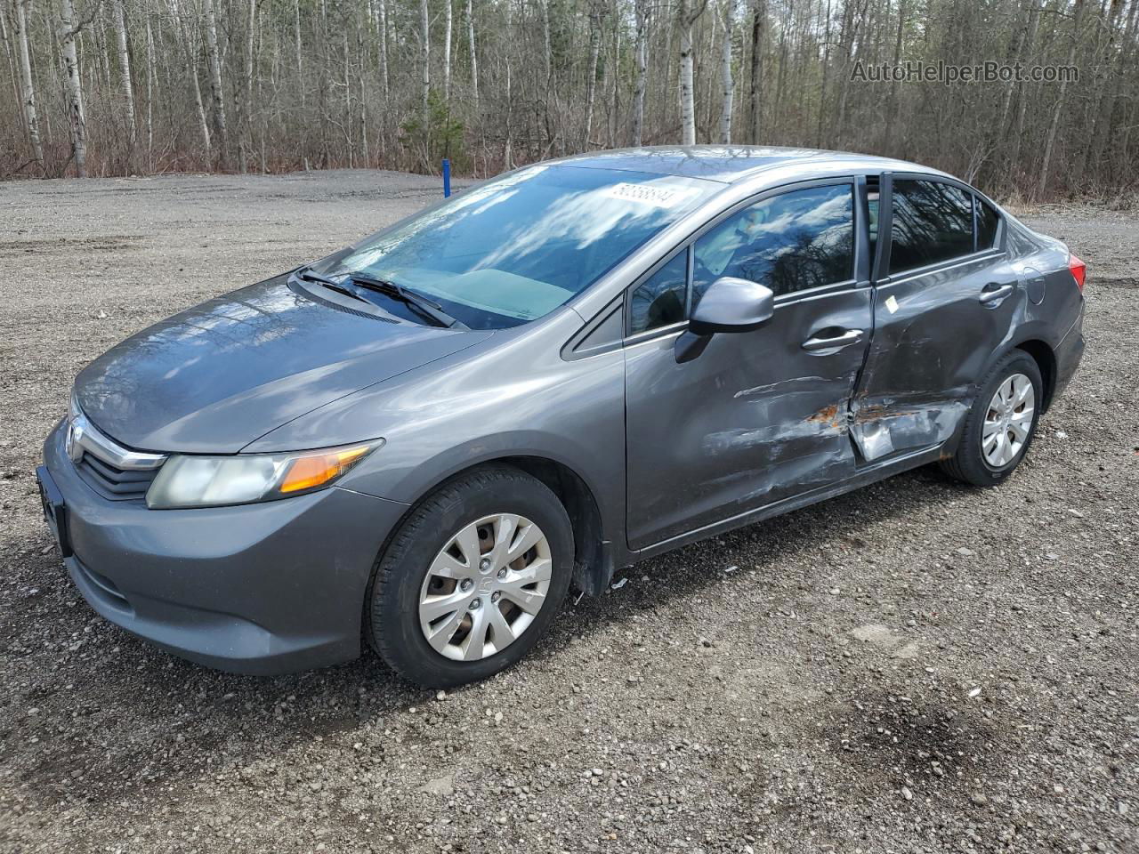 2012 Honda Civic Lx Gray vin: 2HGFB2F44CH057796